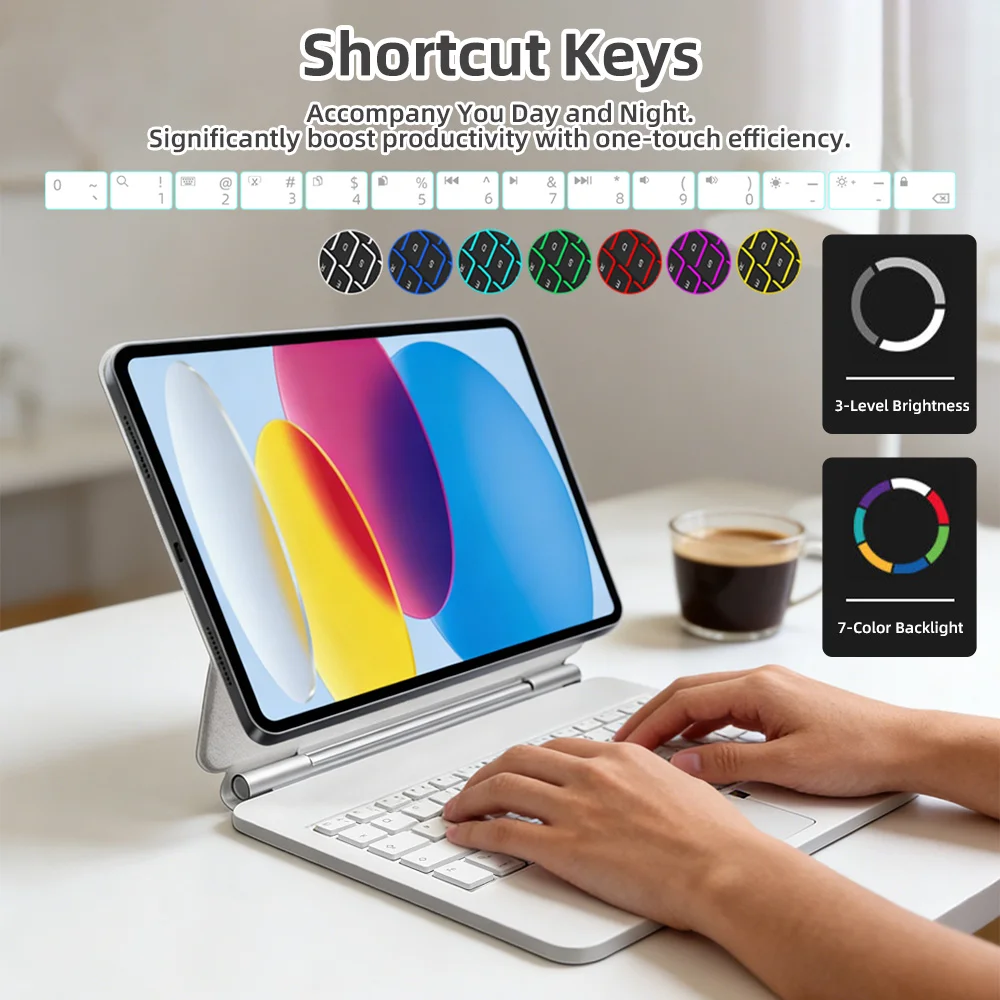 2026 Offical Magic Bluetooth Keyboard with Touch Panel for iPad 11th 10th Magnetic Case for iPad Pro Air 12.9in Smart Book Cover
