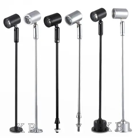 Dimmable 4 types LED Mini Spotlights Black Silver Surface Mounted Light bulbs for cabinet counter showcase 100mm/200mm/300mm