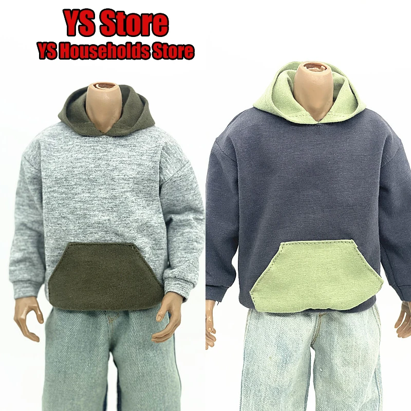 

1/6 Man Soldier Splicing Hooded Sweatshirt Coat Top Hip Hop Casual Jeans Toys Accessory For 12" Action Figure Body Decoration