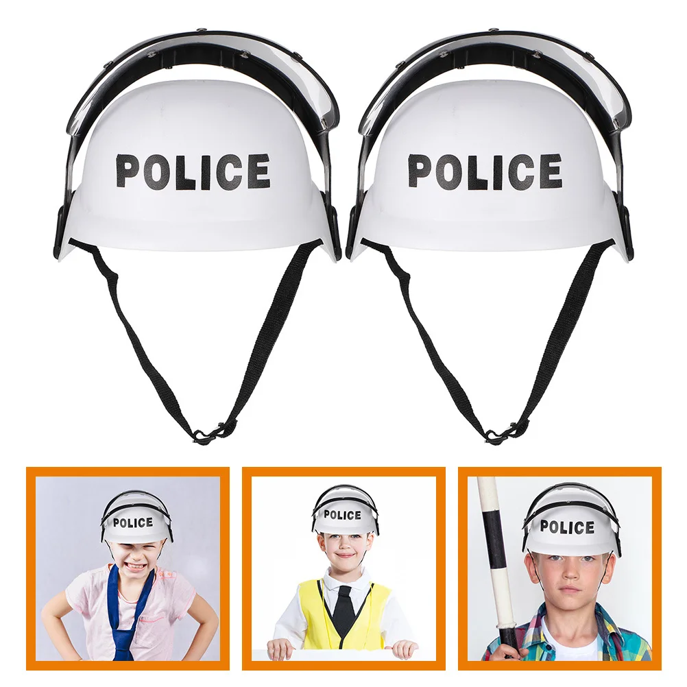 

2Pcs Police Hat Durable Plastic Police Officer Cap Adjustable for Party Cosplay Halloween Stage Performance Policemen Hats