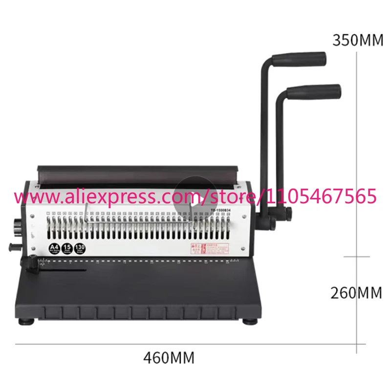 1pcs Manual Wire binding machine 34 Holes Metal Spiral Wire Spool Binding Machine A4 Binder Puncher machine.