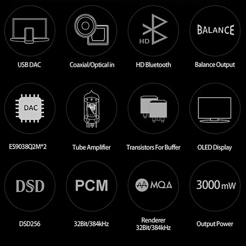 XDUOO TA-22 MQA DAC Balanced Tube Headphone Amplifier Dual ES9038Q2M USB Audio Decoder TA22 Bluetooth5.1 Power Tubes Amplifier