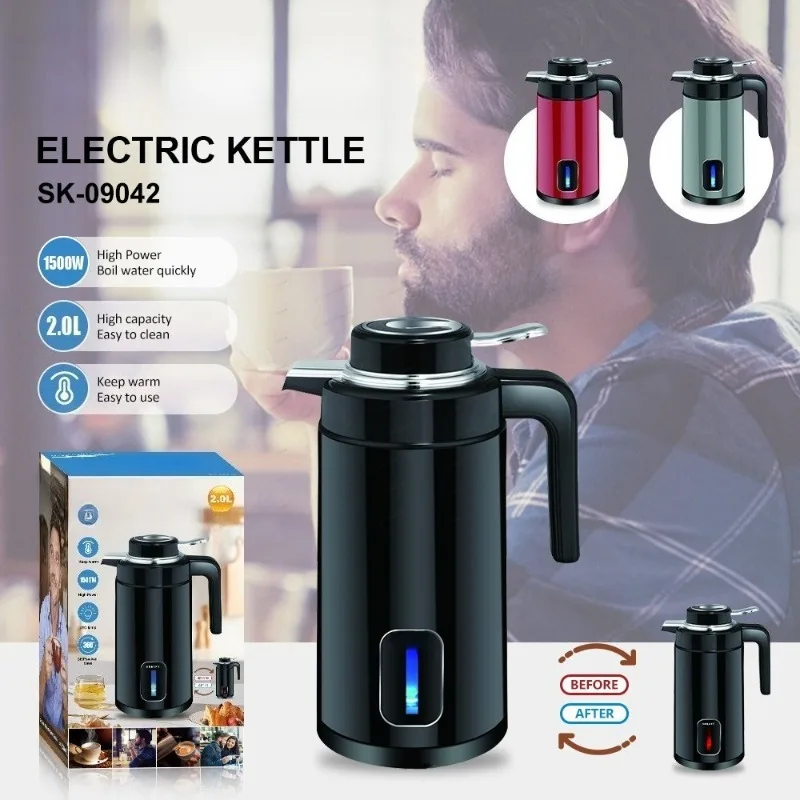 2L Electric Kettle with Indicator Light for Home Kitchen Office Hotel Dormitory Daily Water Boiling