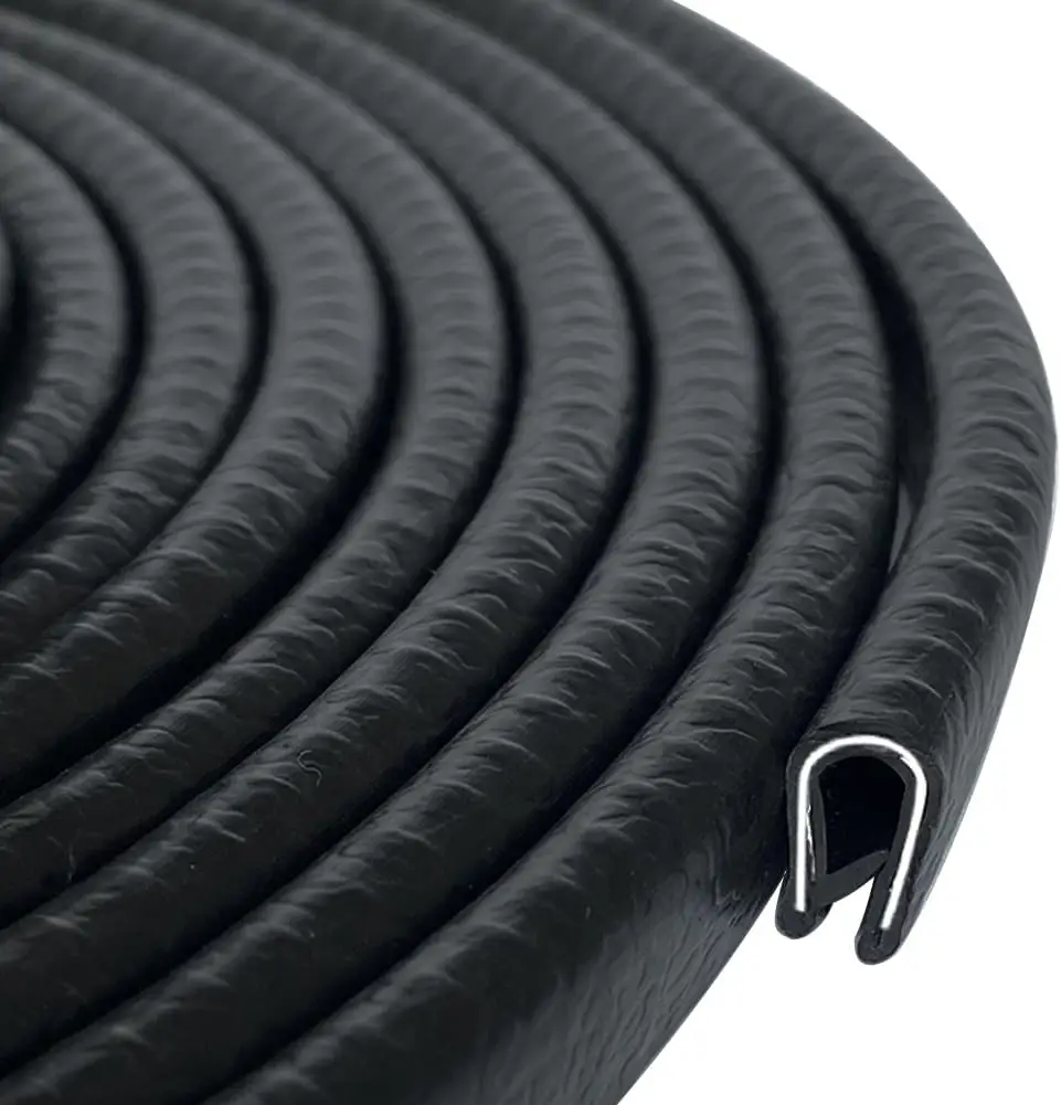 

26-foot black rubber edge banding for 1/16-inch edges; flexible U-groove rubber sealing strip for sharp/rough surfaces.