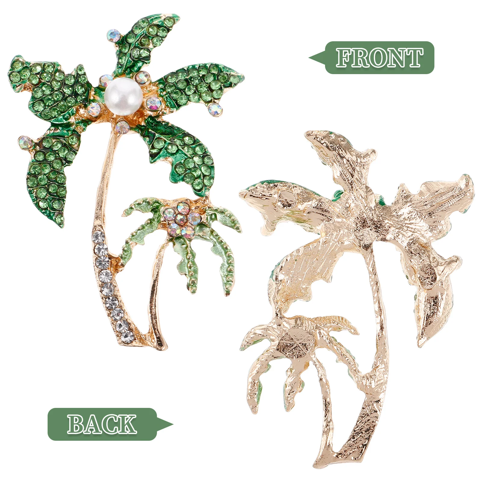 1 قطعة بروش نخيل جوز الهند الفريد لامعة حجر الراين دبوس الصدر مجوهرات الأزياء لحقيبة سترة فستان قبعة وشاح شال