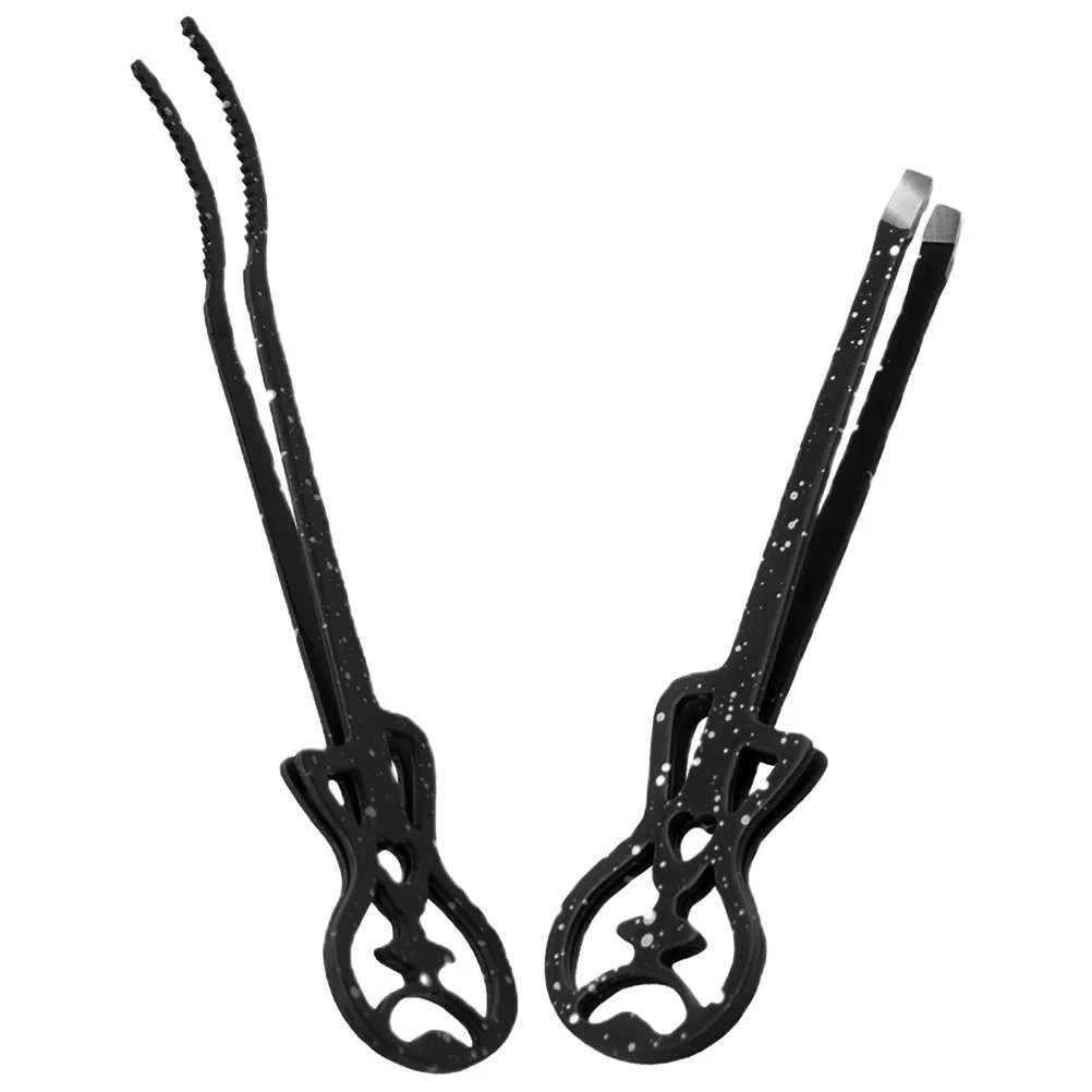 Pincettes d'extension de cils en acier inoxydable, 2 pièces, pointe inclinée, outil applicateur pour faux cils, façonnage des sourcils, poils du visage