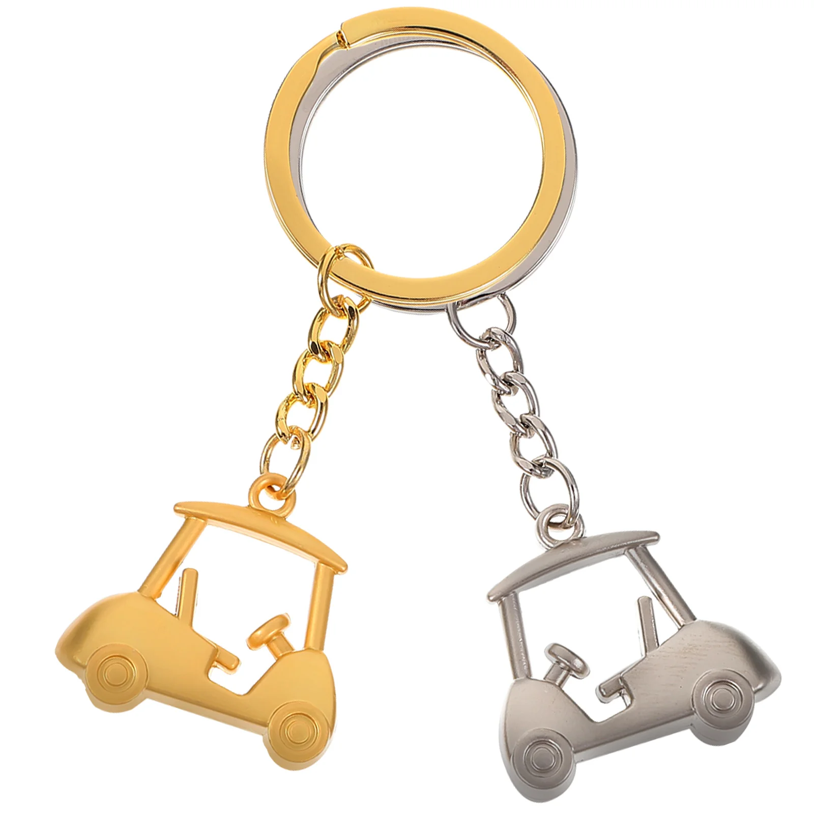 

2 Pcs Ornamental Car Keychain Charm Golfing Courseviewing Ring Gadgets Decorate Keyring Metal Material Office