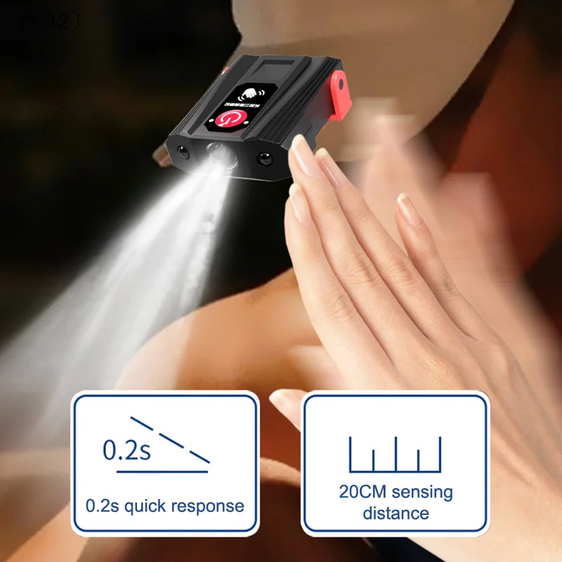 〔YY32〕Induction Cap Clamp Lamp Head-mounted High-intensity Hiking Fishing Lamp Ultra-bright Portable Headlamp Cap Brim Lamp