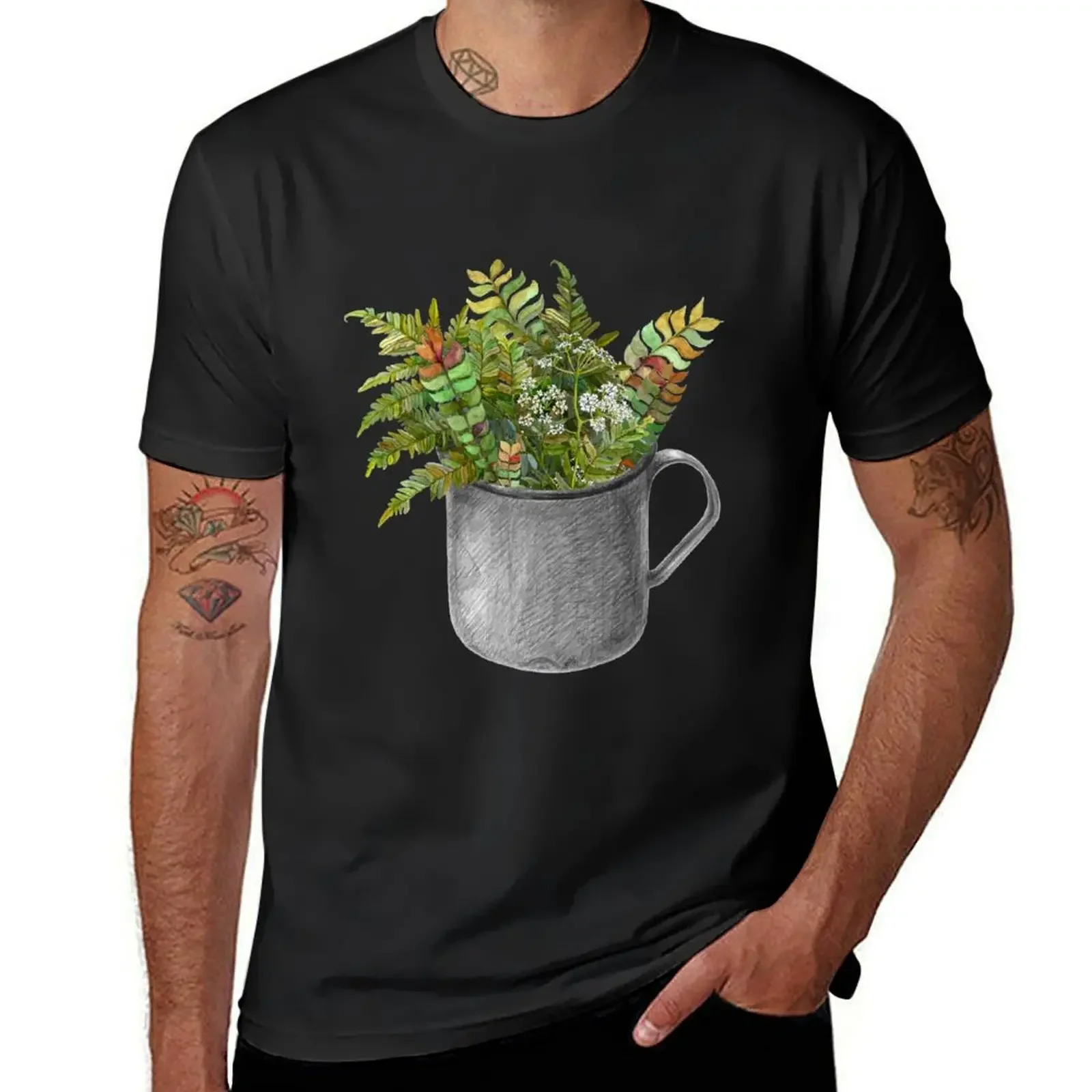 

Mug with autumn fern T-Shirt blacks vintage anime shirt sports fans anime stuff oversized t shirt men