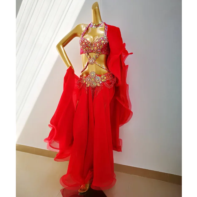 Sexy Professional Belly Dance Costume Set Women Performance Outfits Bollywood Show girl Dancer Belly Dance wear