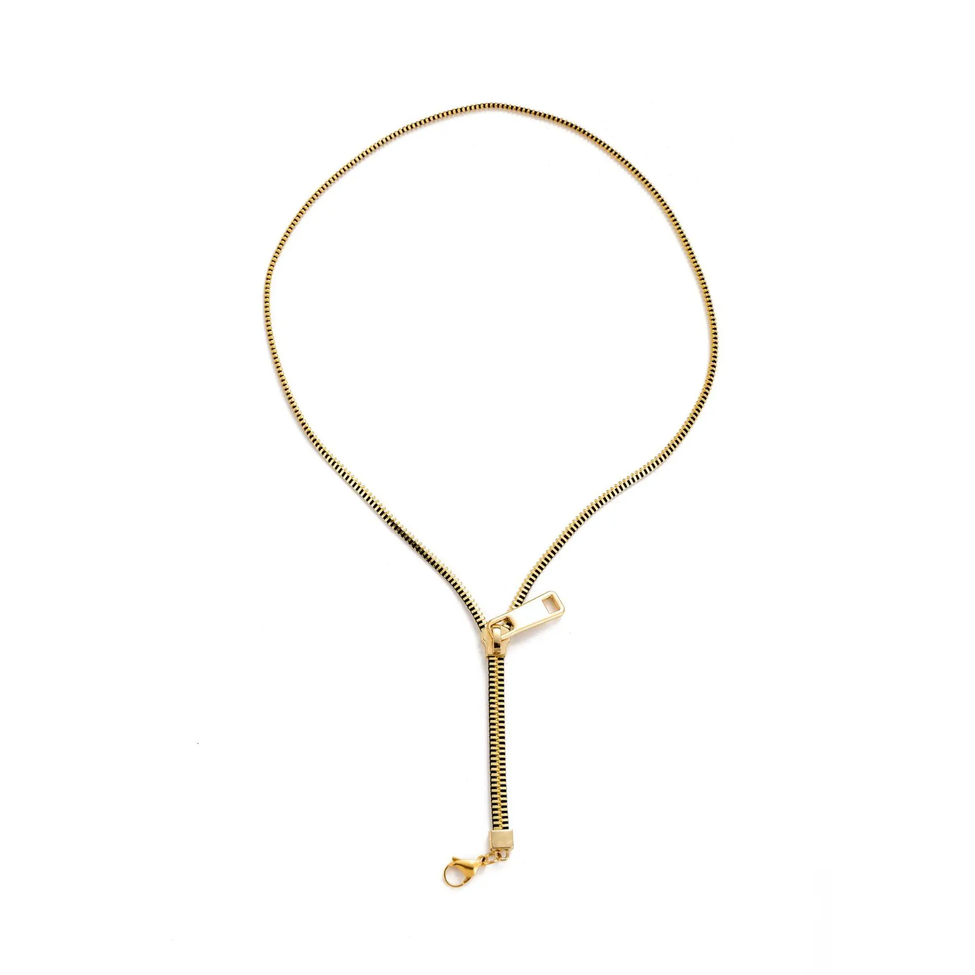 Creative Choker Zipper Necklace Titanium Steel Hip-hop Pull-able Zipper Sweater Chain Punk Trendy Clavicle Necklace Couple