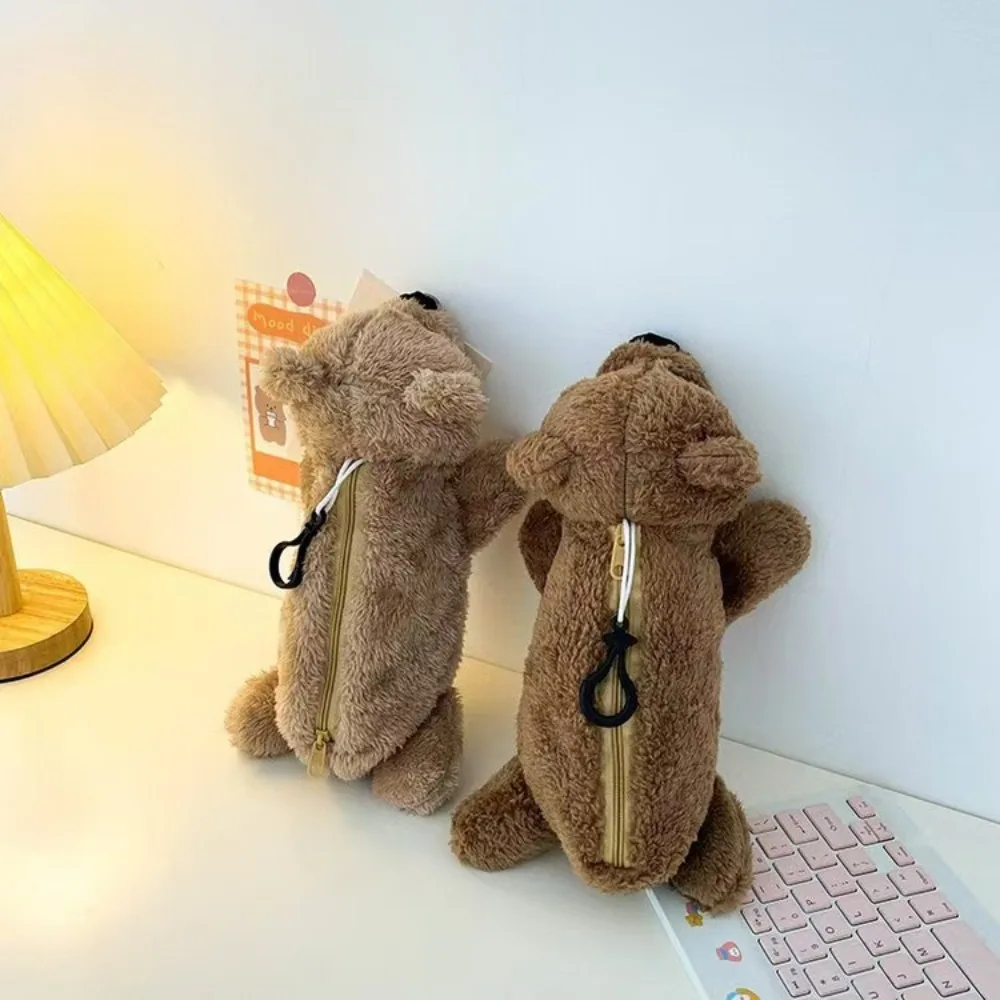 

Fashion Large Capacity Plush Pencil Bag Zipper Animal Cartoon Bear Doll Stationery Soft Pen Case Children