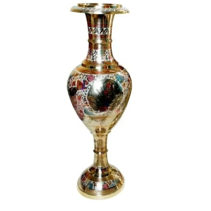 

Handmade brass peacock design vase, retro classical home decoration export metal vase