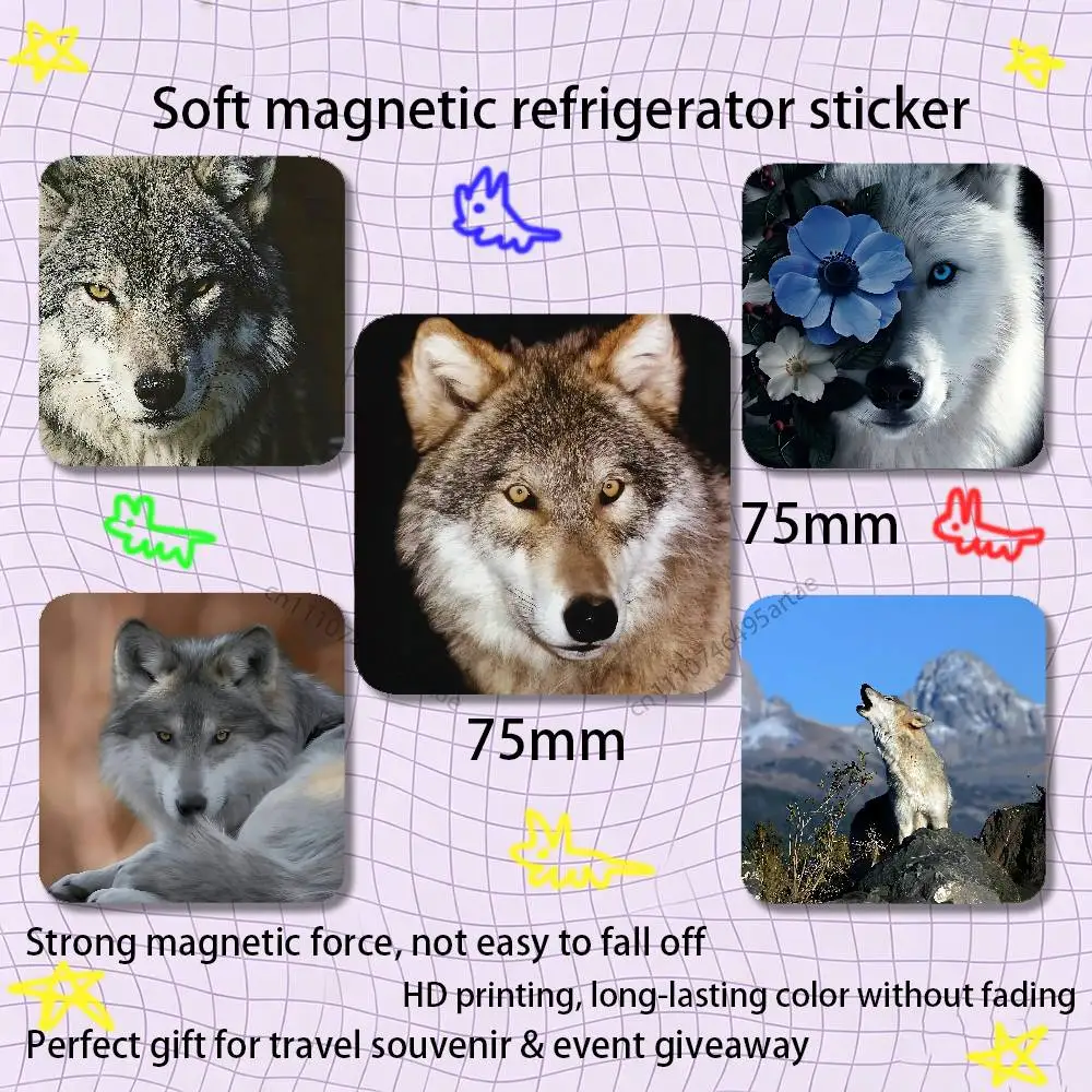 Wolf Fridge Magnet Personalized Magnetic Durable Plastic Square Picture Surface Fridge Magnets