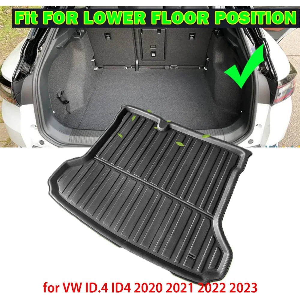 Lower Position Car Rear Boot Liner Cargo Tray Trunk Floor Mat for VW ID.4 ID4 2020 2021 2022 2023 Tailored Luggage Carpet Cover