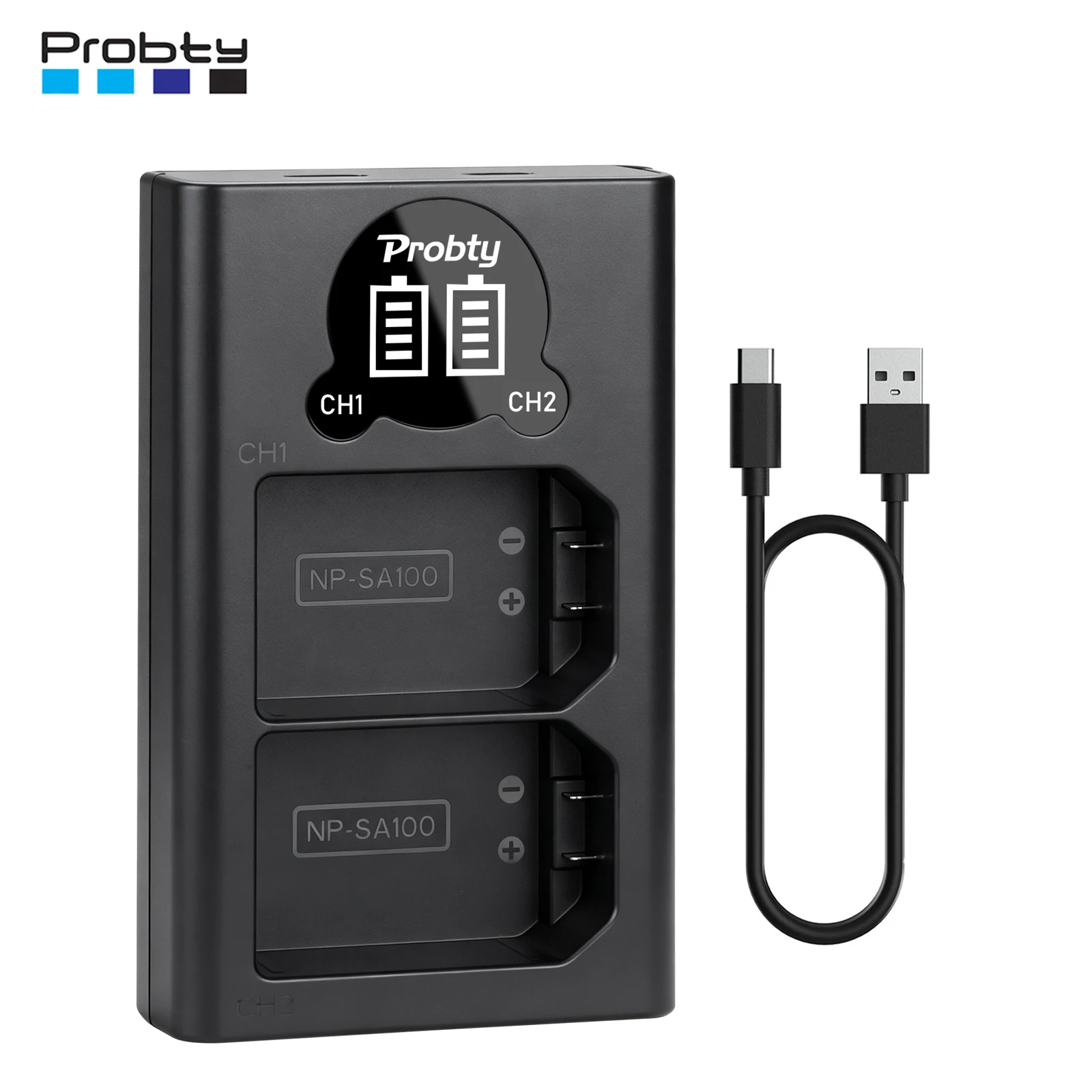 Probty Dual-Akkuladegerät für Sony NP-SA100 Akkus, kompatibel mit Sony NPSA100 Akkus, Ladezubehör