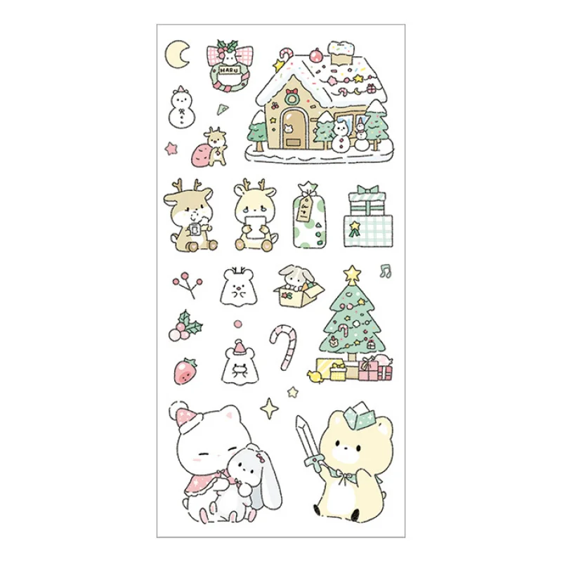 Korean Cute Cartoon Rabbit Bear Stickers Kawaii Animals Hand Account Photo Album Planner Diary Scrapbook DIY Decorative Stickers
