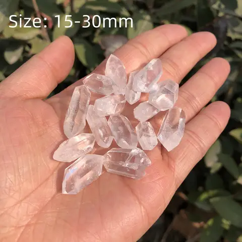 Fengbaowu Natural White Rock Quartz 15-30MM Raw Column Two Point Home Decoration Clear Crystal Healing Collectables DIY Pendant