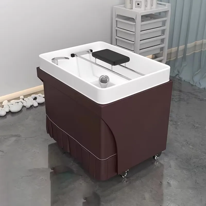 Ergonomic Lounge Shampo Chair Water Circulation Nourishing Head Spa Chair Professional Movable Cadeira De Barbearia Furniture
