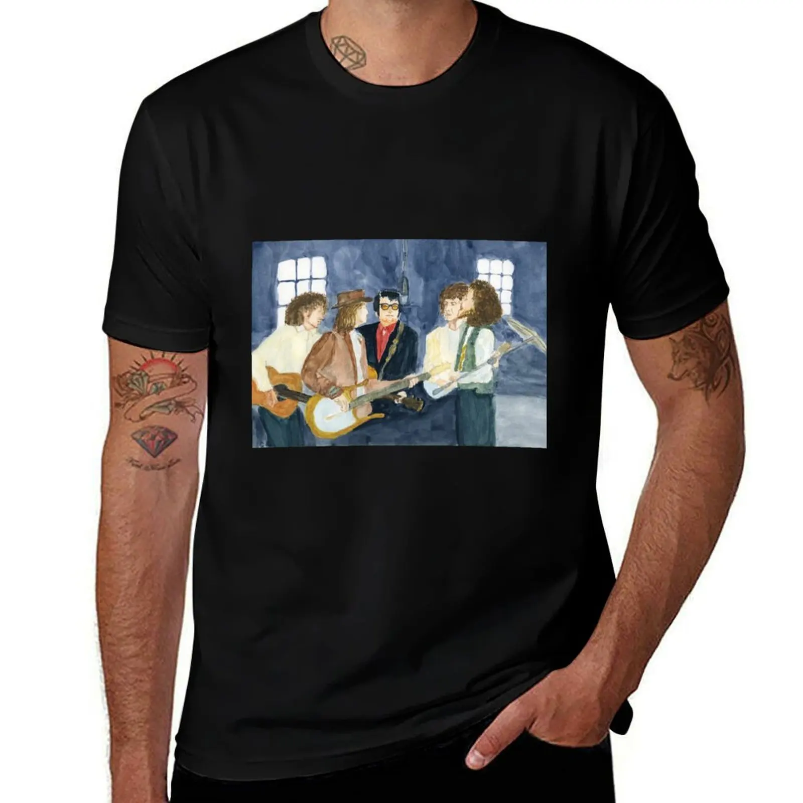 The Travelling Wilburys recording session T-Shirt anime tshirt Funny t-shirt summer clothes T-shirt men