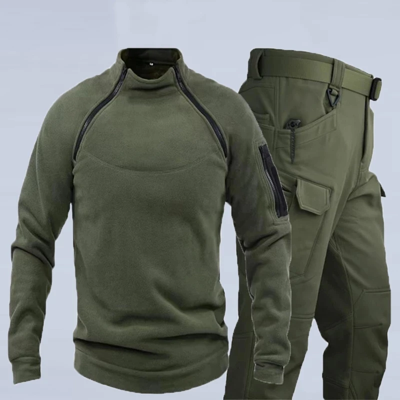 Men\'s Winter SoftShell Pants Military Tracksuit  Fleece Jackets Hiking Suits Camping Fishing Climbing Army Tactical Trousers