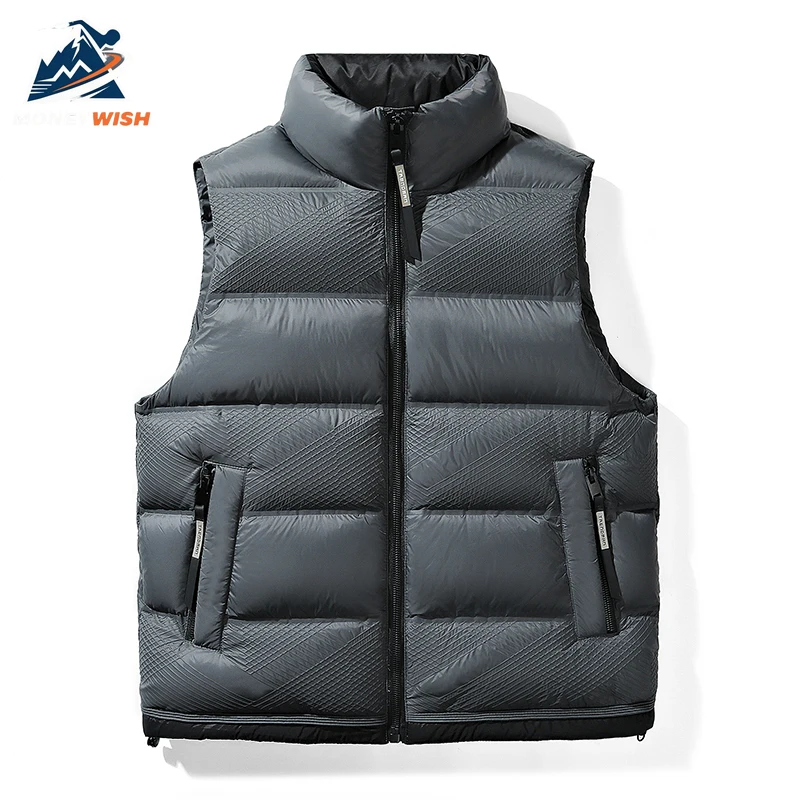 MONEYWISH الرجال أسفل سترة 90% الأبيض بطة أسفل القطن سميكة الباردة والدليل على ودافئة الكتف الملابس في الهواء الطلق الترفيه الشتاء أسفل سترة