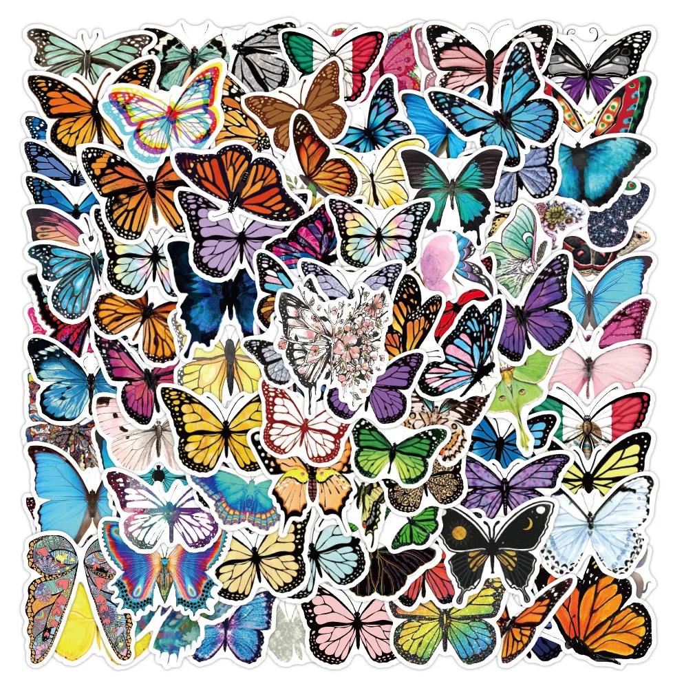 

50/100pcs Colorful Butterfly Stickers For Laptop Stationery Sketchbook Sticker Aesthetic Craft Supplies Scrapbooking Sticker