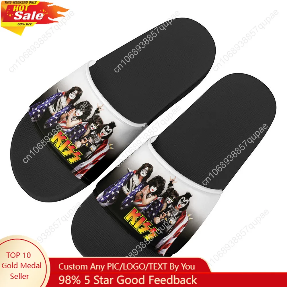 

Kiss Heavy Metal Rock Band Slippers Home Water Shoes Pop Fashion Mens Womens Beach Sandals High Quality Custom Summer Slipper