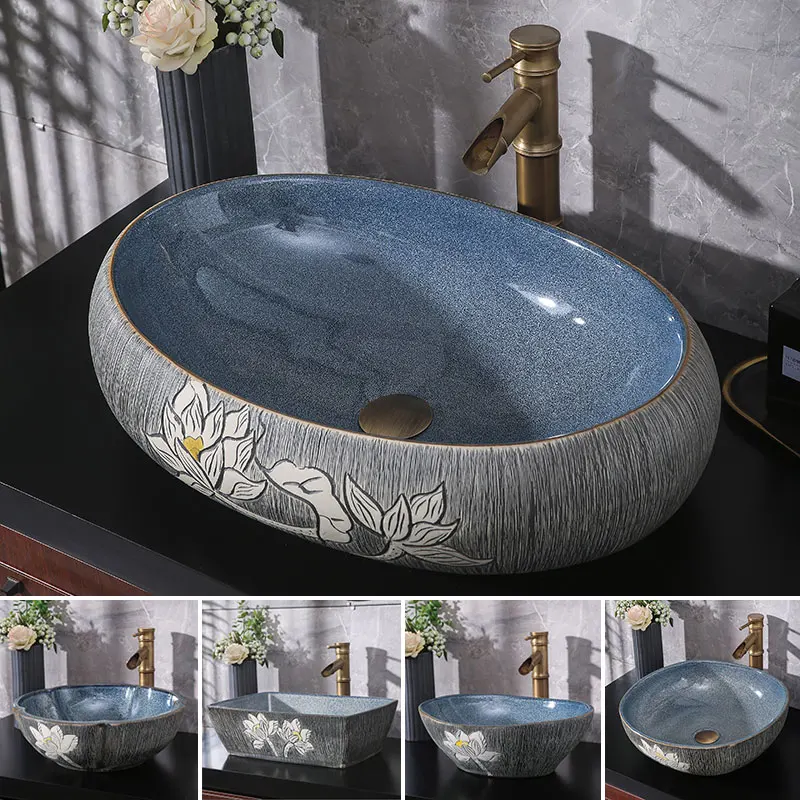 

Porcelain China Classic Art washing basin Countertop Ceramic Bathroom Sink bathroom sinks hand wash basin