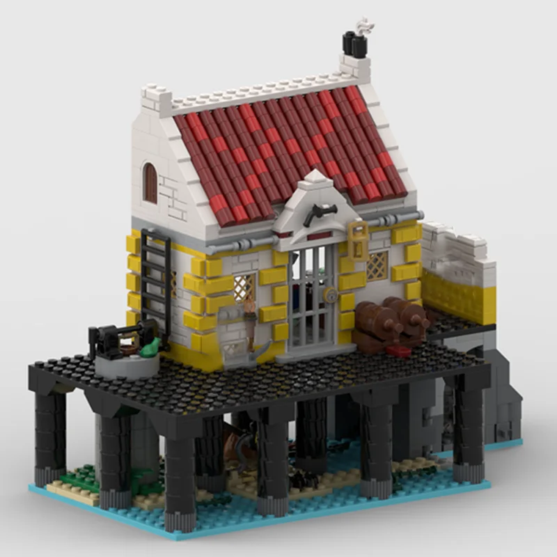 744pcs MOC Expansion El Dorado Courtyard Pirates Ship Adventure Model Building Blocks Module Diorama Figure Robot Train Toy Gift