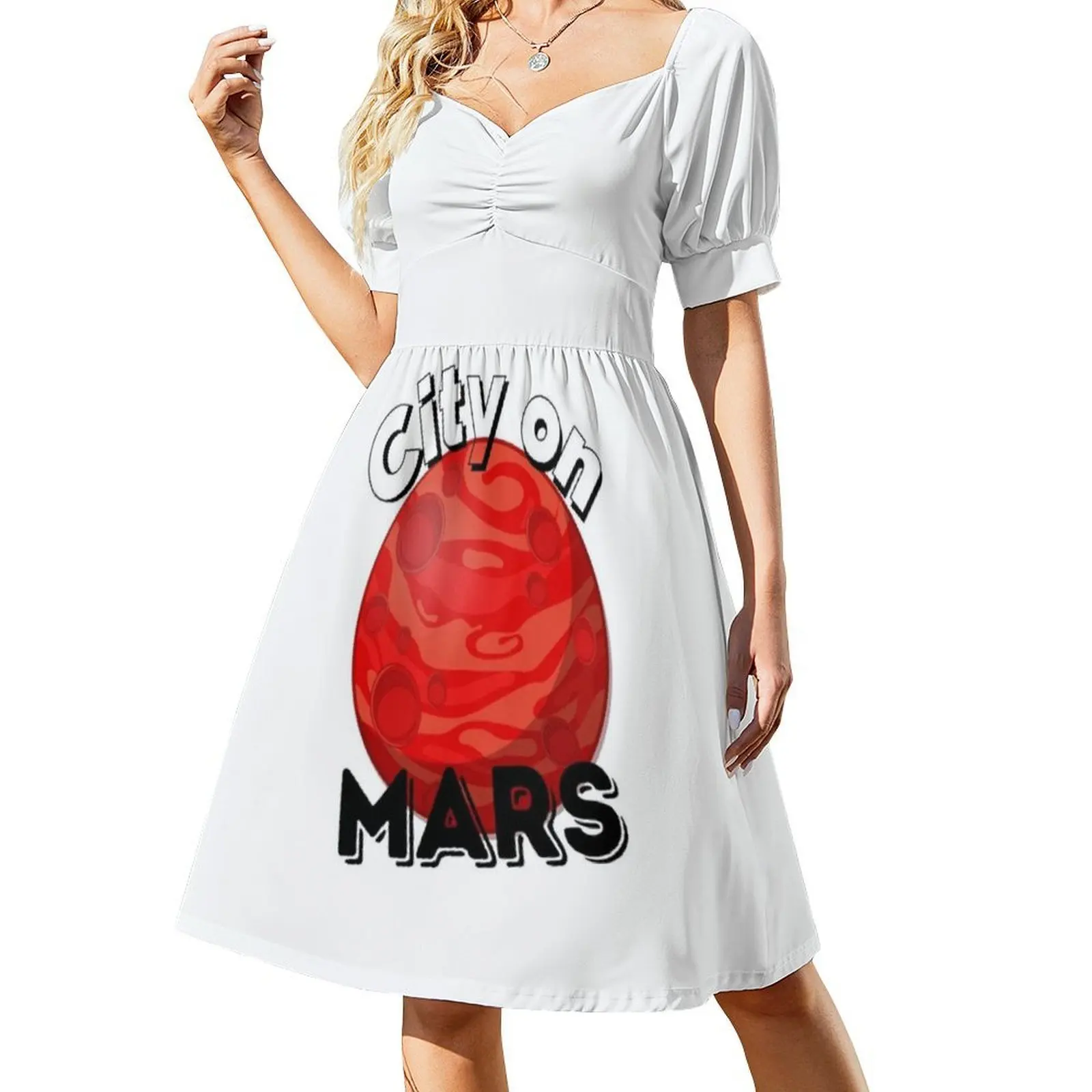 فستان City On Sweetheart ذو فتحة عنق أنيقة للحفلات الصيفية للنساء City On Colony Planet Martian Space فستان نسائي أحمر #2