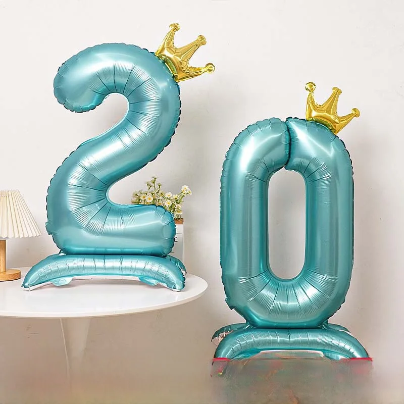 42-Inch Standing Crown Digital Balloons for Baby Photoshoot Boys Girls First Birthday Decoration Number Balloons Gender Neutral