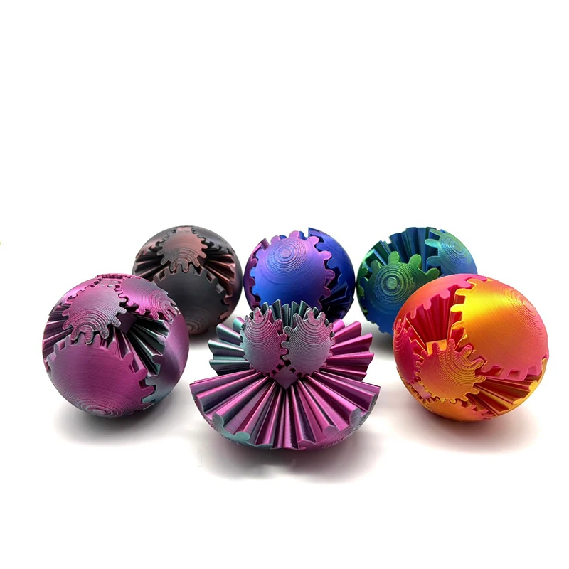 Bola de engranaje impresa en 3D, bola giratoria o juguete de cubo, juguete de bola de engranaje, juguete de engranaje para relajarse el estrés y la ansiedad, esfera de engranaje