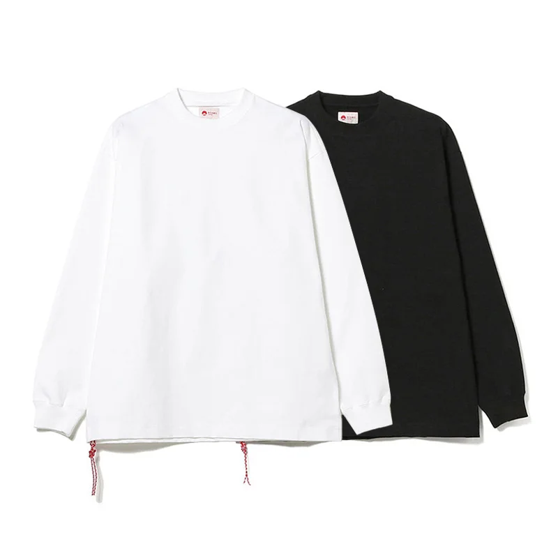 

Свободная футболка из чистого хлопка Long Sve, японская повседневная красная веревка, весенне-осенняя цветная основа для мужчин и женщин