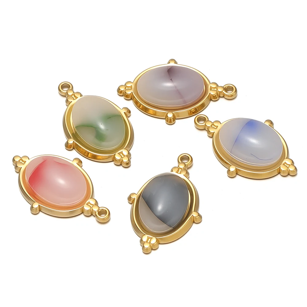 4 Stück Edelstahl-Naturstein-Anhänger, Vintage-Halsketten-Anhänger für DIY-Schmuck, Ohrringe, Armbänder und Accessoires für Damen – Detail 1