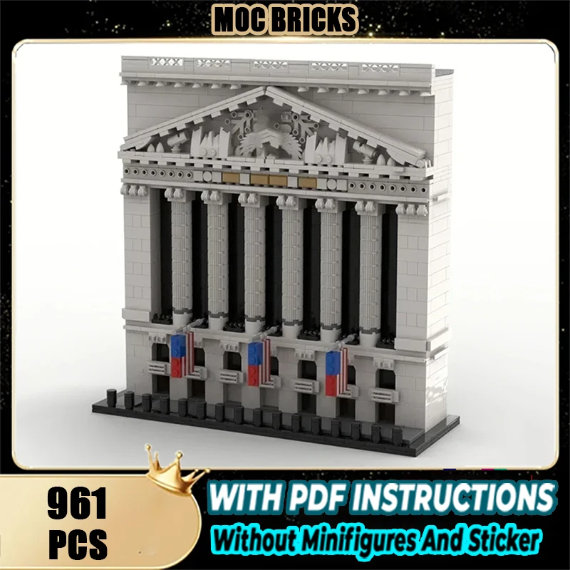 

City Street View Model Moc Building Bricks New York Stock Exchange Technology Modular Blocks Gift Christmas Toy DIY Set Assembly