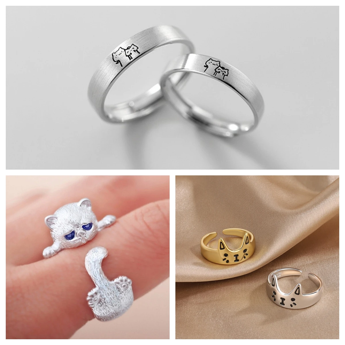 New Korean Fashion Cute Cat Claw Ring Women Opening Adjustable Jewelry Rings Men Party Birthday Wedding Ring Wholesale Jewelry