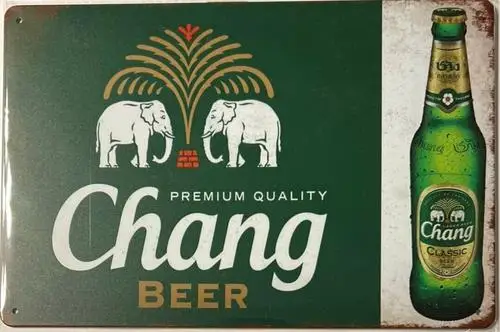Chang Beer Vintage Neuheit Metallschild; Wandkunst