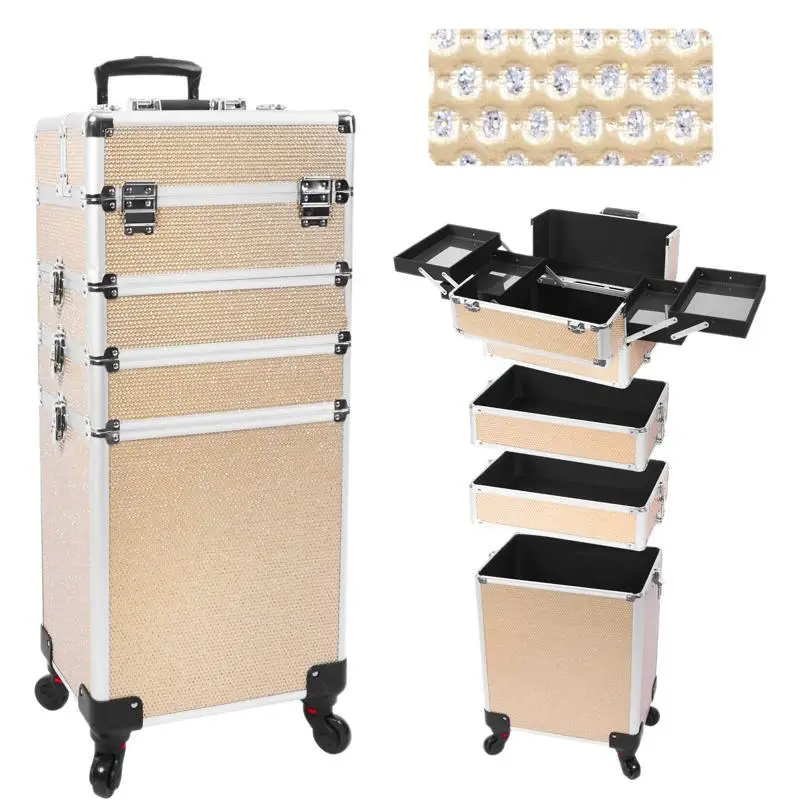 Cosmetic storage box travel portable large capacity multi-layer tie rod suitcase factory direct sales