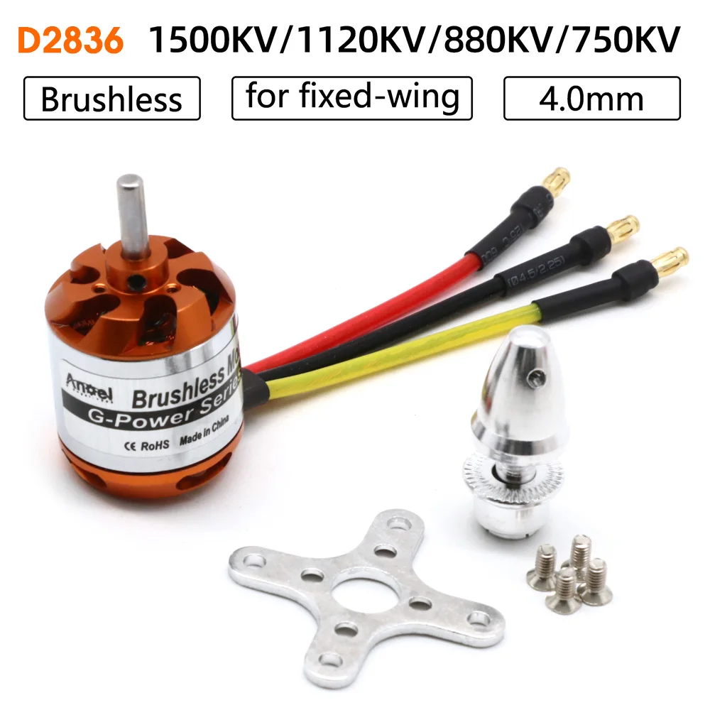 D2836 750KV 880KV 1120KV 1500KV 2-4S Brushless Outrunner Motor For Rc Multicopter Airplane Helicopter