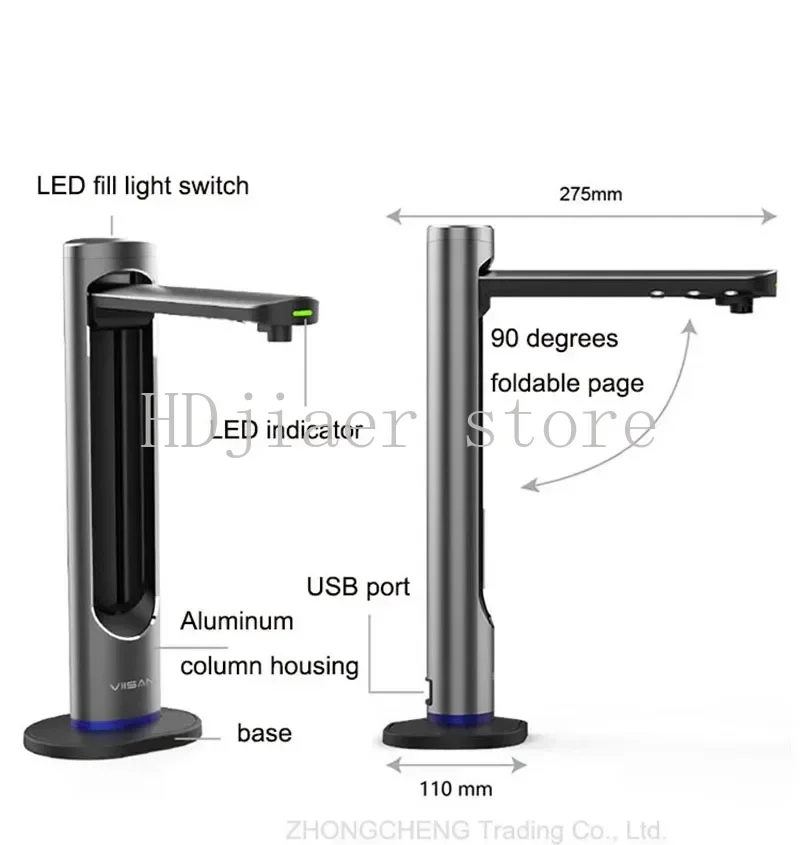 

Portable High-Speed A3 Document Camera – Express Delivery Scanner with OCR Text Recognition for Office, Teaching & Learning