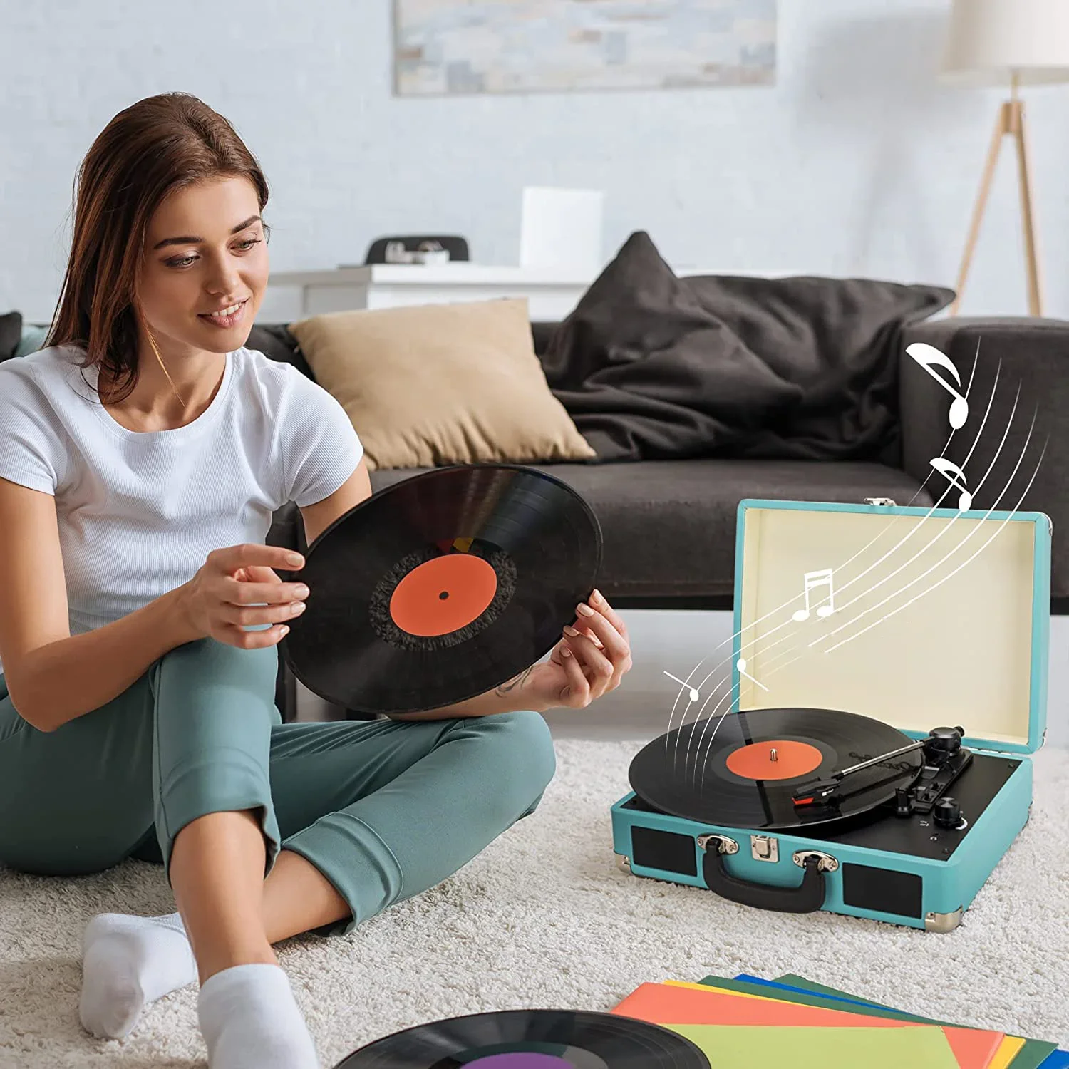 New Audio Sound CD Player Usb Sd Lp Record Aux Input Radio Cassette Pc Link Rec 3 Speed Record Turntable Vinyl Record Player