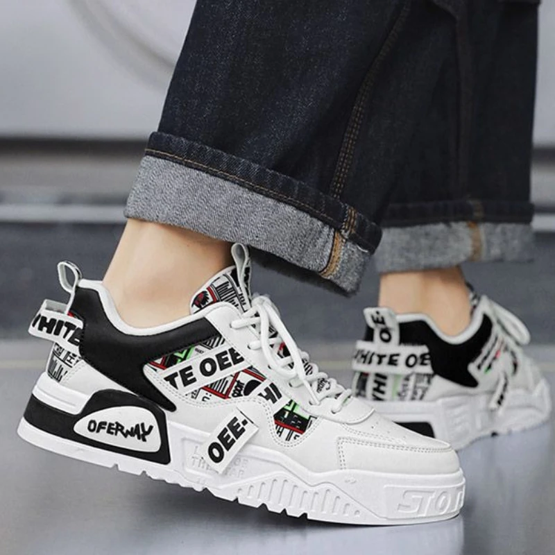 Zapatillas de cuero informales a la moda, nuevos zapatos de skate para hombre, calzado deportivo para correr al aire libre, calzado de lujo con plataforma para senderismo y tenis, nuevo