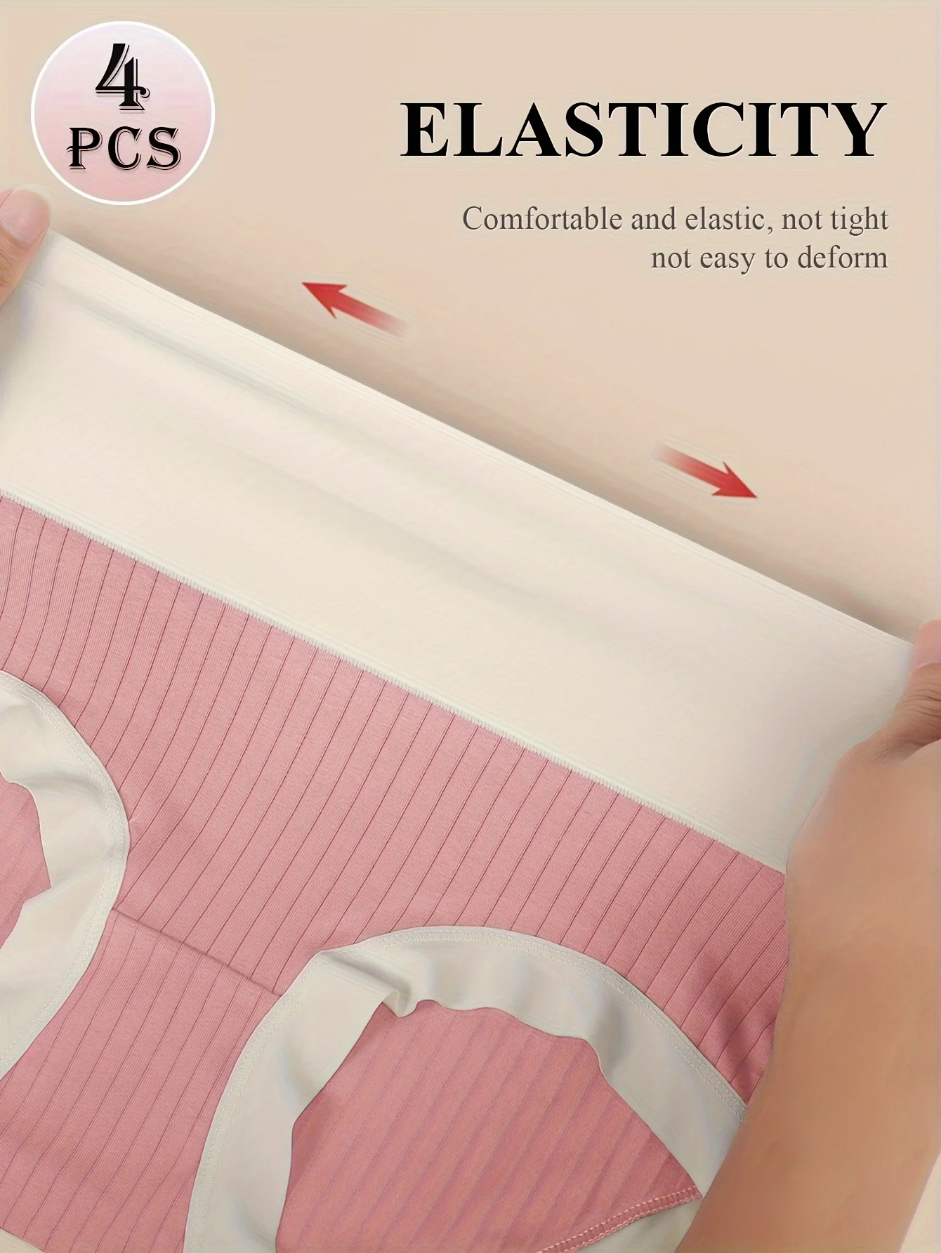 4pcs Comfortable Cotton High Waisted Panties for Women Fashion Clashing Colors Shape and Lift Hip Skin-friendly and Breathable
