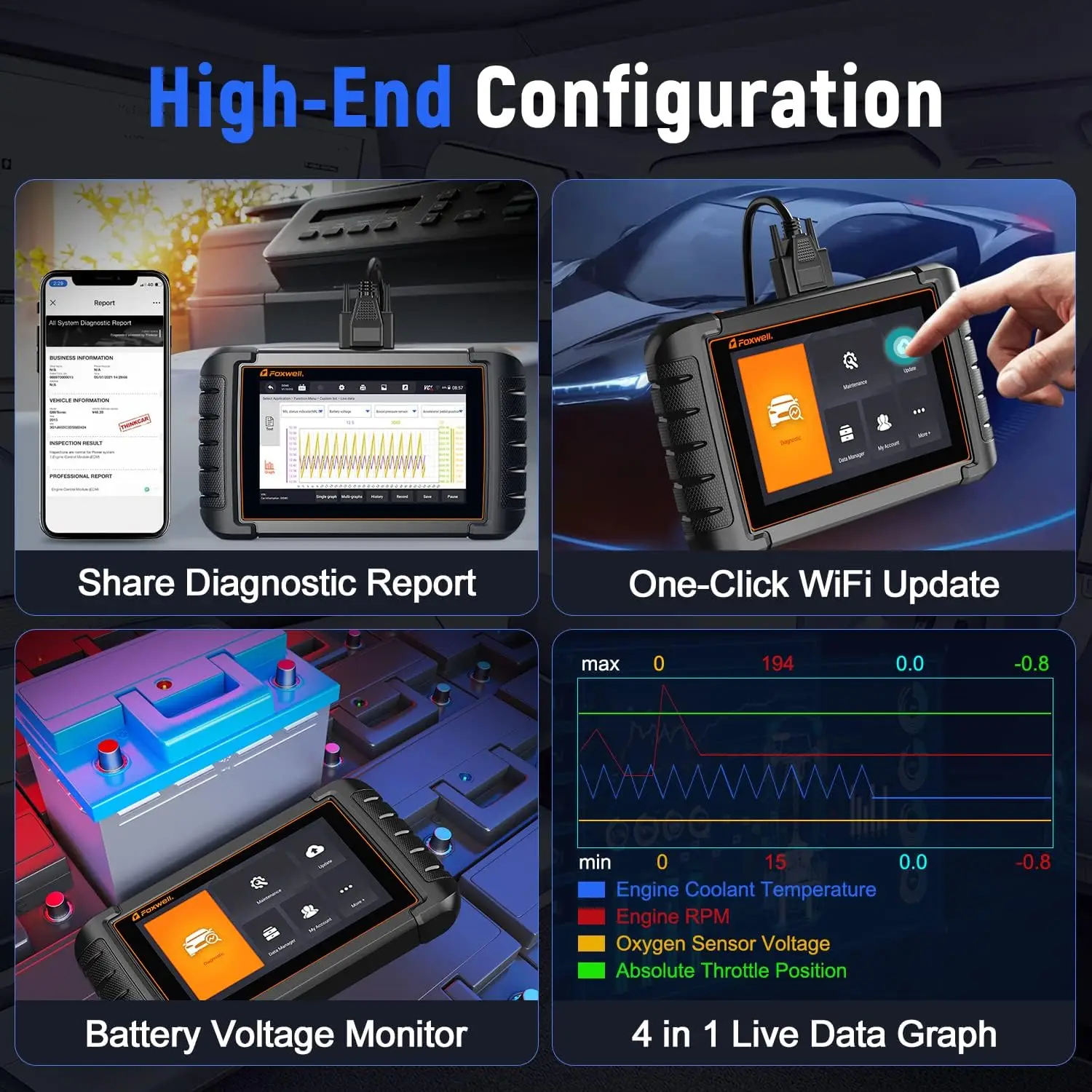 

FOXWELL NT809 OBD2 Автомобильный сканер Все системы Считыватель кодов Двунаправленный тест DPF EPB 30 Сброс Сервис Автомобильные механические инструменты