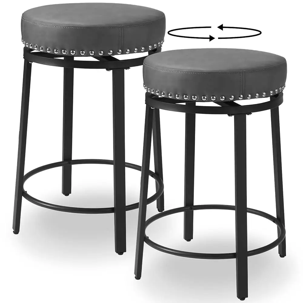 

Swivel Bar Stools Set Of 2 Counter Height Swivel Backl Round Barstools 24Inch Grey Upholstered Counter Height Stools Backl For