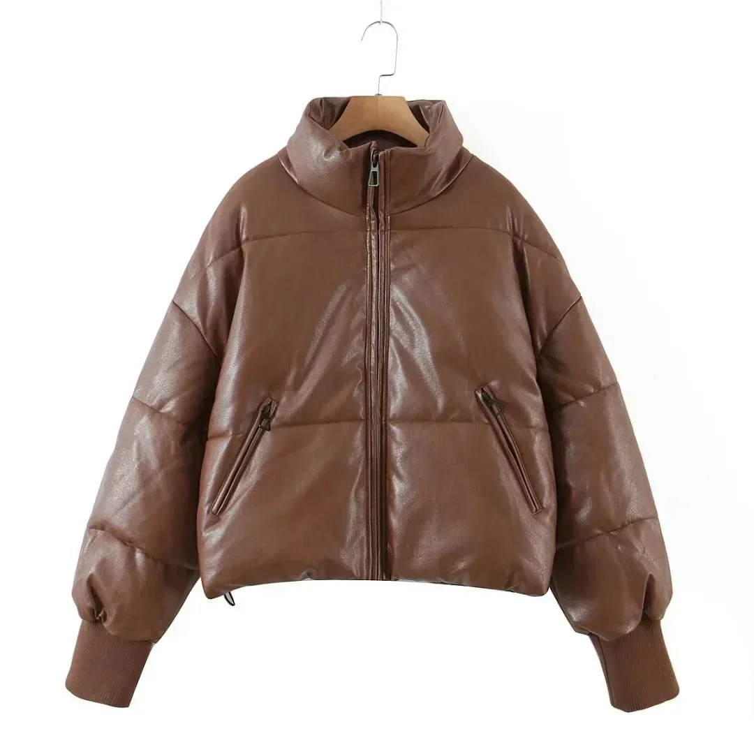 Cotton Winter New Stand Collar Zipper Pocket Thickened Warm Cotton-padded Jacket Coat Women