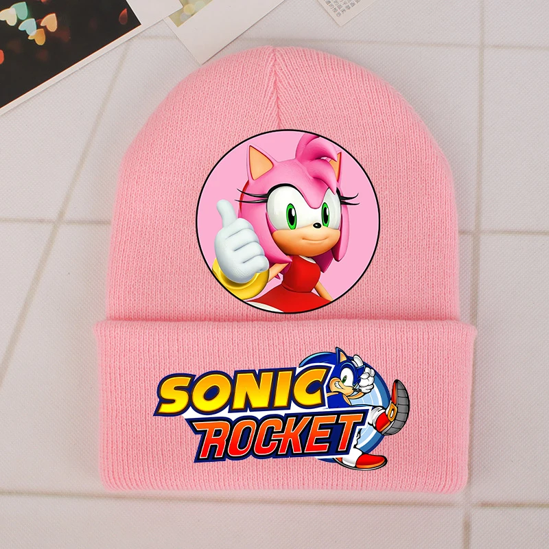 New Sonics Knitted Hats Baby Caps Cartoon Anime Printed Cap Boys Girls Warm Cap Unisex Children Beanie Hat Kids Birthday Gifts