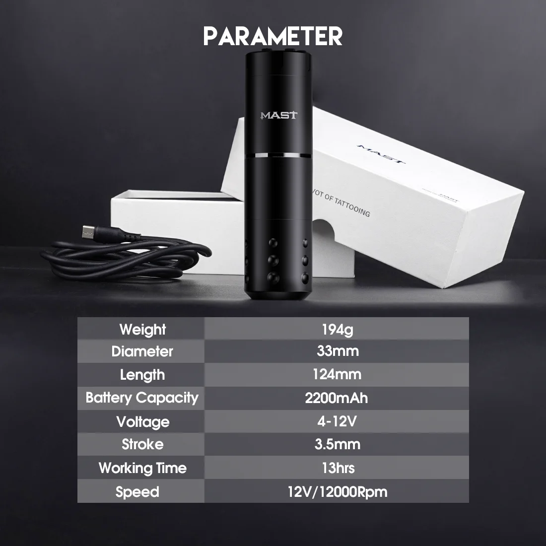 ماست A1 برو مجموعة الوشم الكاملة ماكينة رسم الوشم التجميلي الدوارة 2200 مللي أمبير بطارية القلم 20 قطعة إبر خرطوشة حبر الوشم للمبتدئين