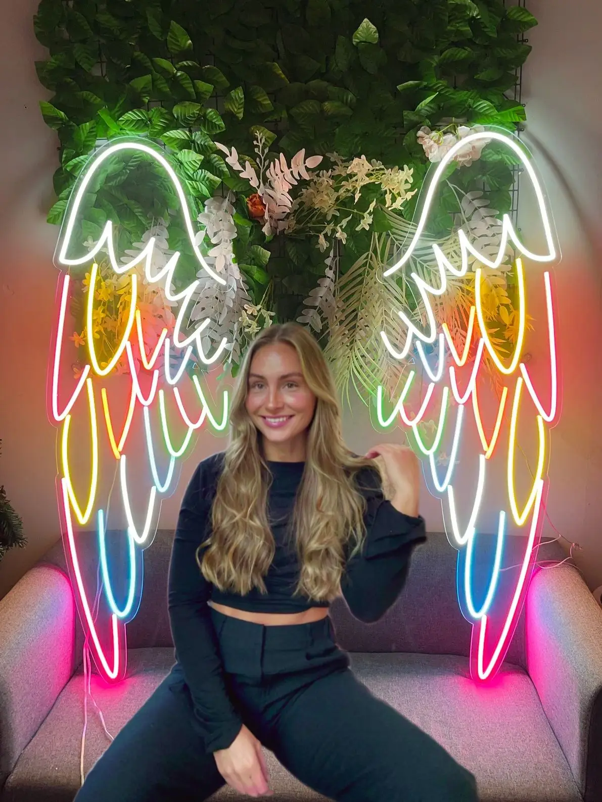 Angel Wings Wall Decor | led light wings, neon angel wings, glowing wings, custom led wings，Wings Of Angels,Salon Decor